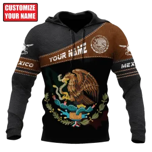 Personal With Name Mexicano Hoodie Leather Pattern, Cool Premium Mexico Hoodie