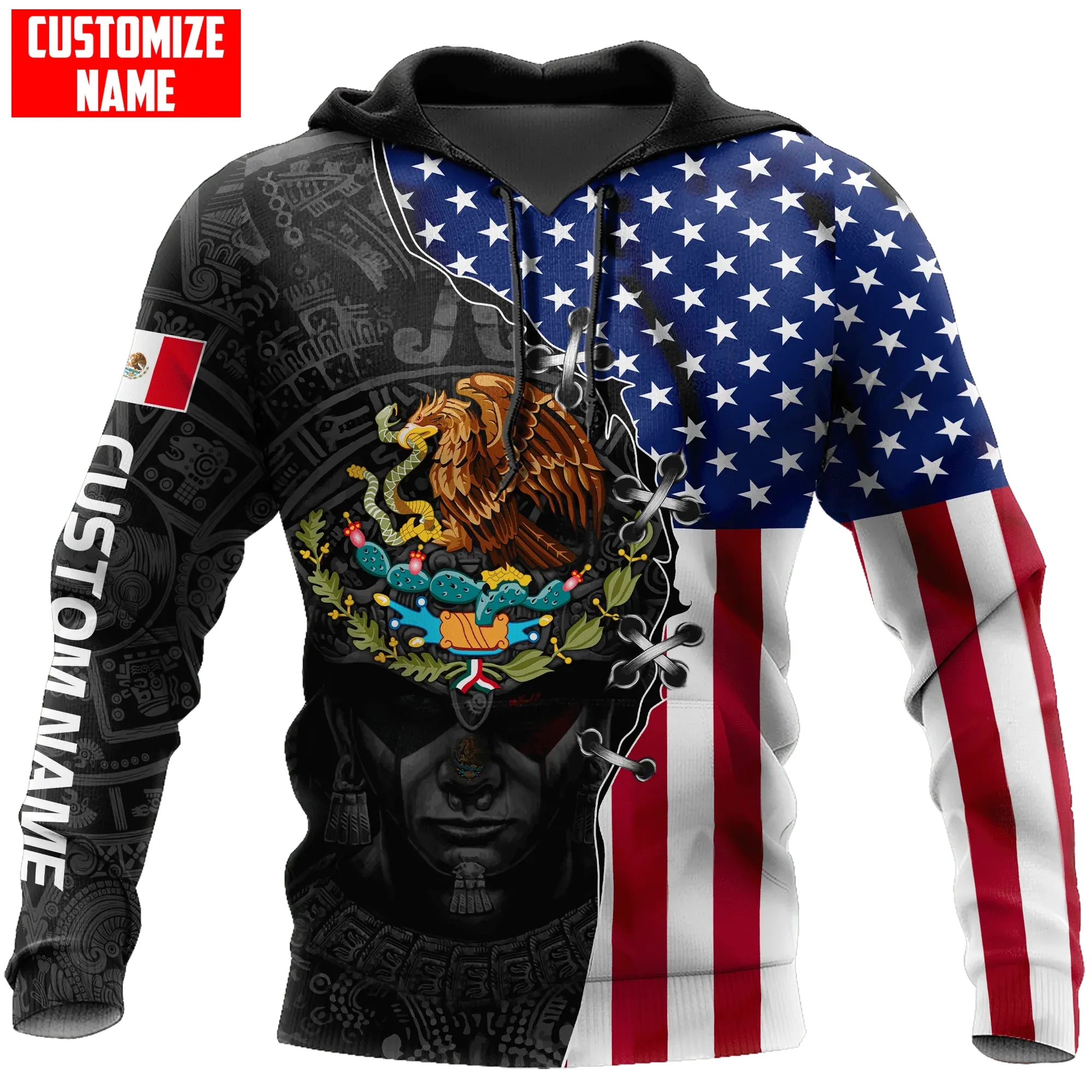 Personalized American Grown With Mexican Roots Hoodie, American Mexico Hoodie 3D Full Print