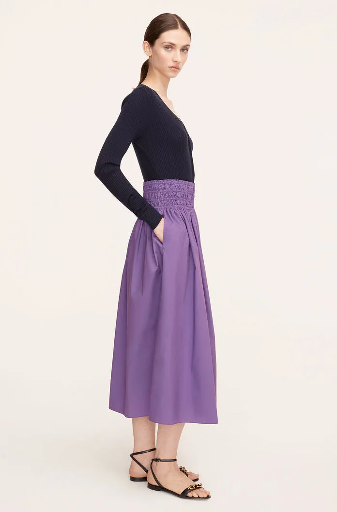 Poplin Smocked-Waist Skirt