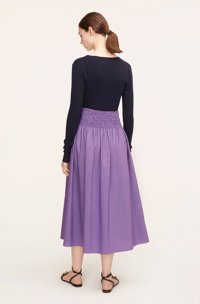 Poplin Smocked-Waist Skirt