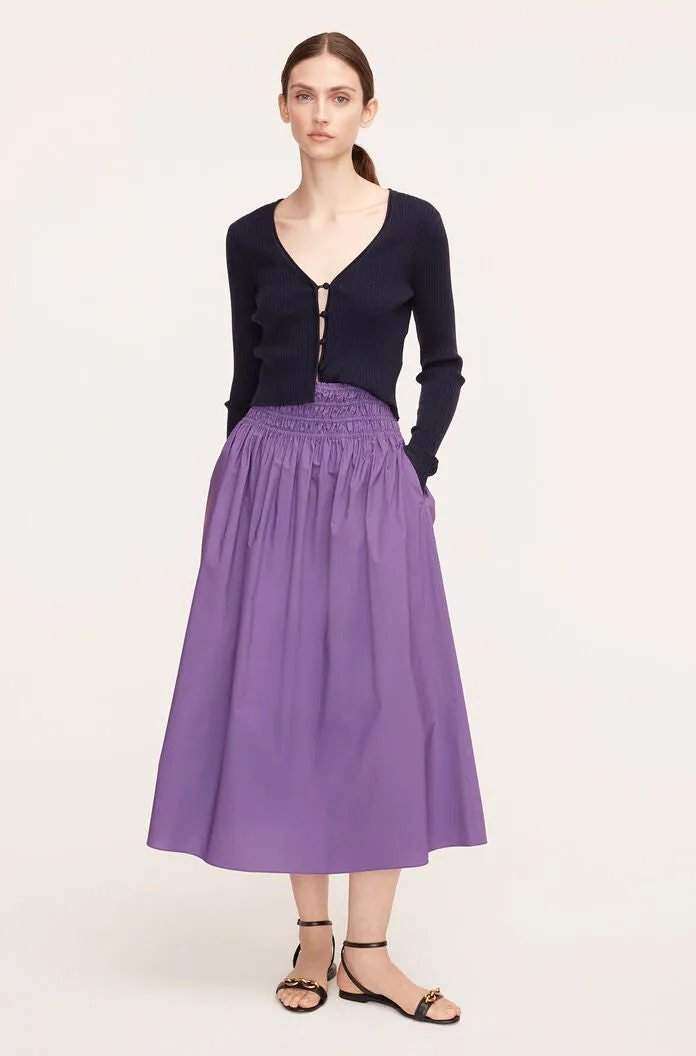 Poplin Smocked-Waist Skirt