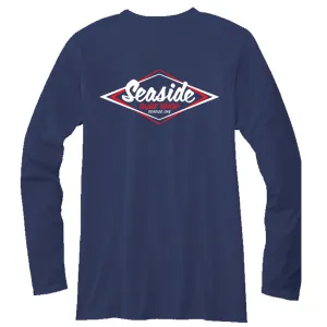 Seaside Surf Shop Mens Vintage Logo L/S  Tee - Navy