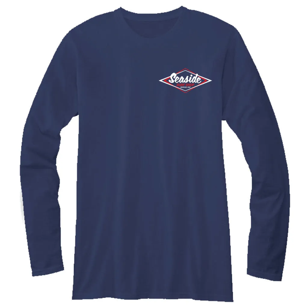 Seaside Surf Shop Mens Vintage Logo L/S  Tee - Navy