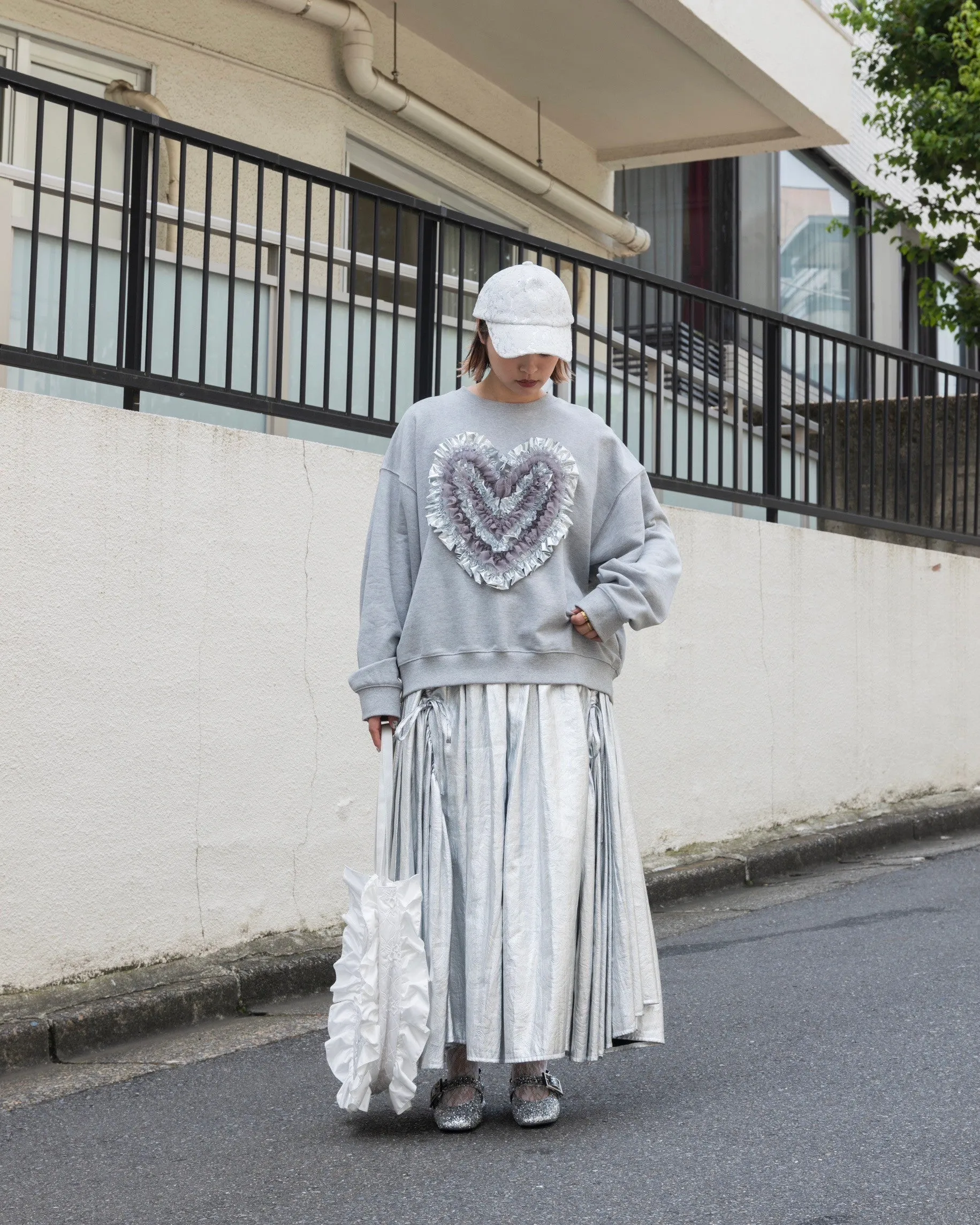 SILVER GATHER RIBBON SKIRT