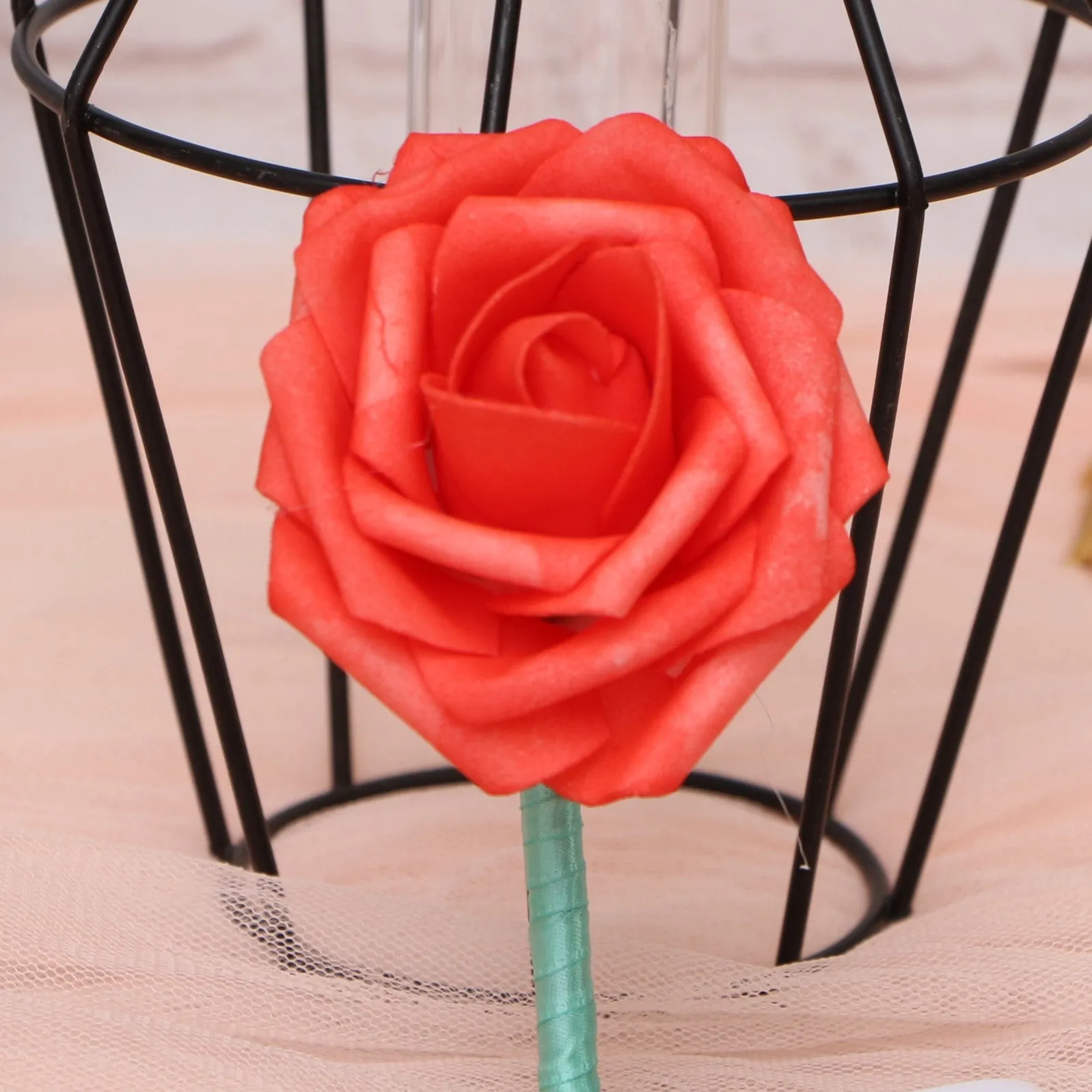 Simple Coral Boutonniere for Groom