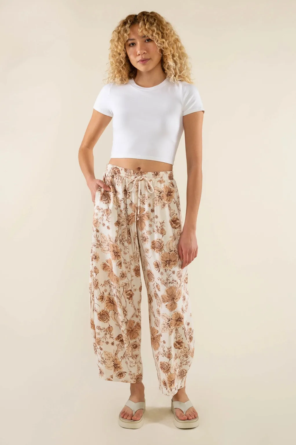 The Sonoma Floral Lantern Pant by NLT - Natural