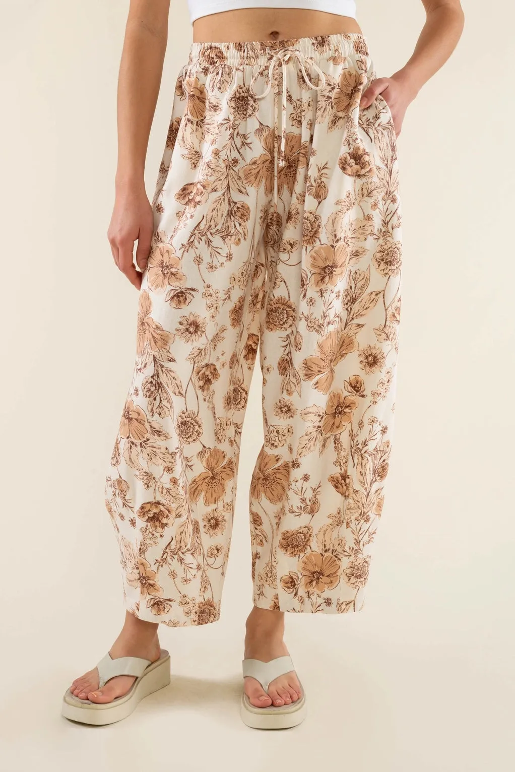 The Sonoma Floral Lantern Pant by NLT - Natural