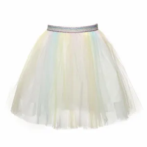 Tropical Elastic Waist Ombre Tulle Middi Skirt