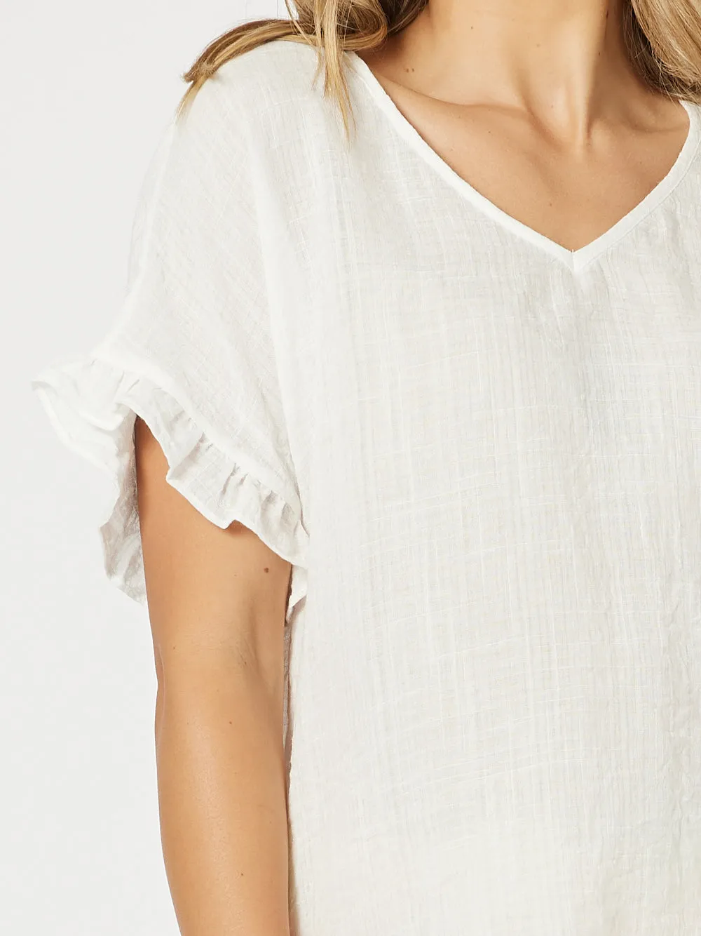 Tulum V Neck Top - White