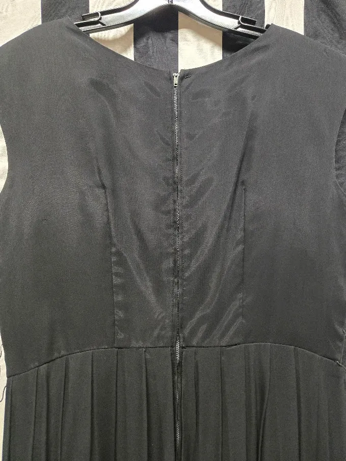 Vintage 50s Black Chiffon Pleated Dress