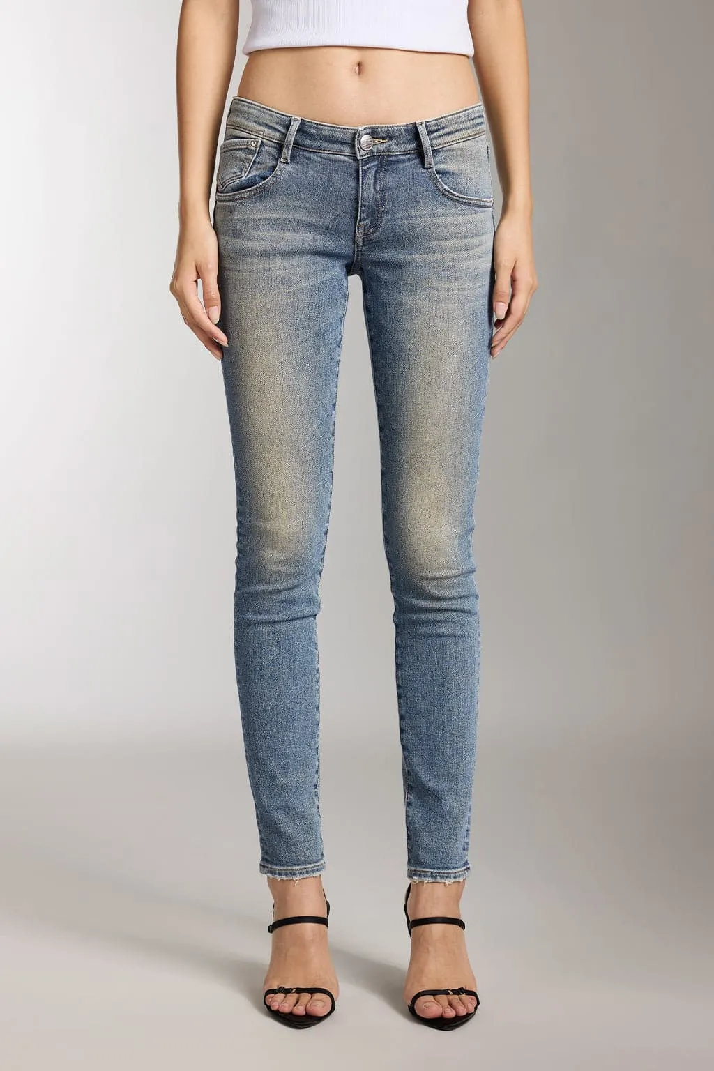 Vintage Low Waist Cropped Skinny Jeans