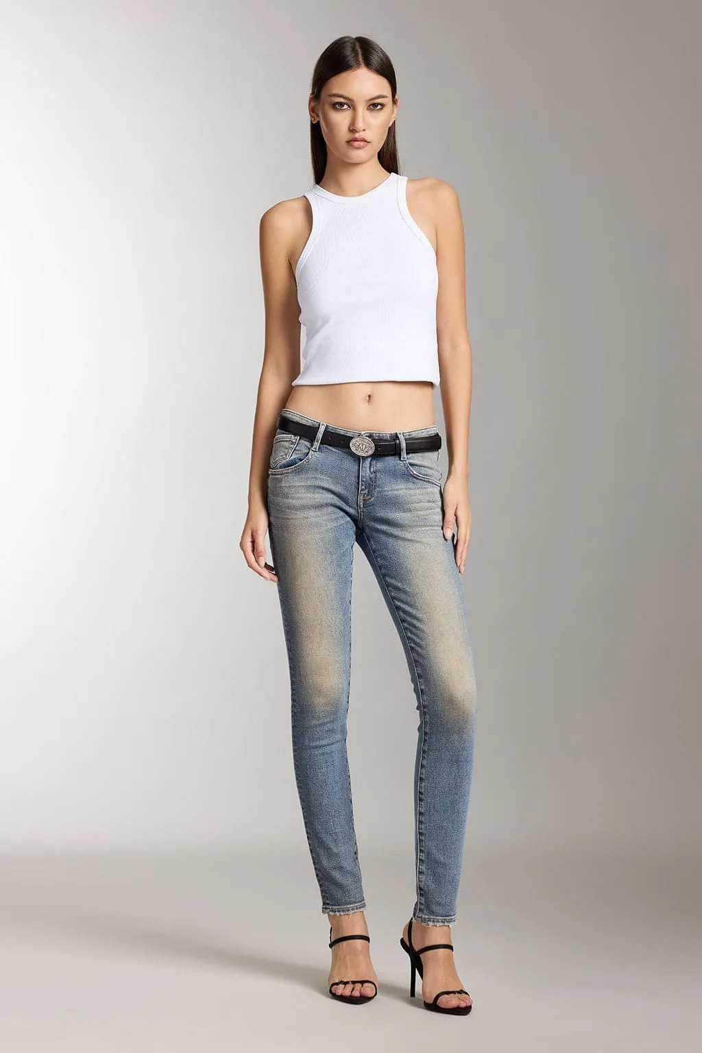 Vintage Low Waist Cropped Skinny Jeans