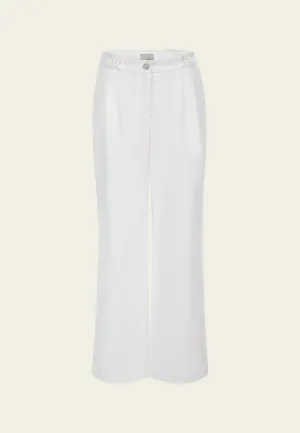 White Pleated Wide-leg Pants