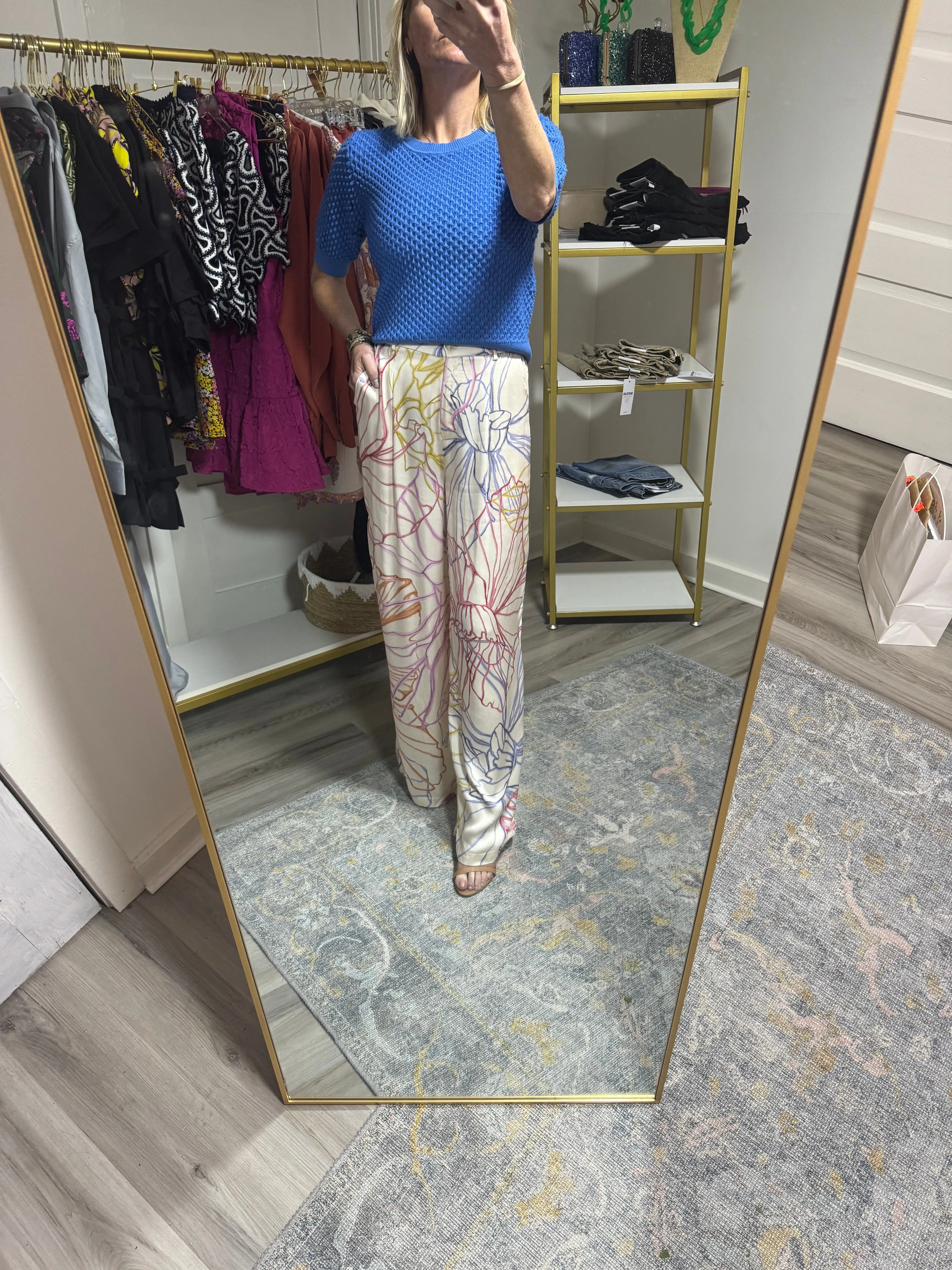 Wide Leg Sketch Print Pants